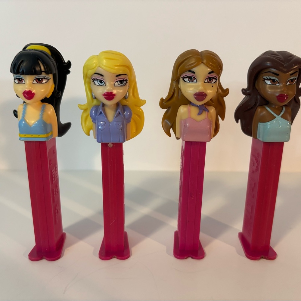 Fashion Doll Pez Dispensers - Set of 4 with Pink Bases